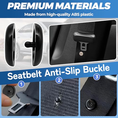 5 Sets Universal Fit Seat Belt Stopper Kit,Black Snap-on Safety Belt Button Stop,Plastic Seat Belt Button Buckle Clip Stop,Prevent Belt Clip Buckle from Sliding Down (Black) - color: Black