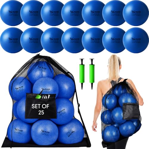 Set of 25 Pilates Balls Bulk 9 Inch Small Exercise Ball - color: Blue