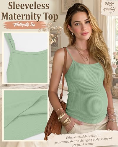 3 Pack Womens Maternity Tank Camisole - color: Light Green, Wine Red, Black, size: Large