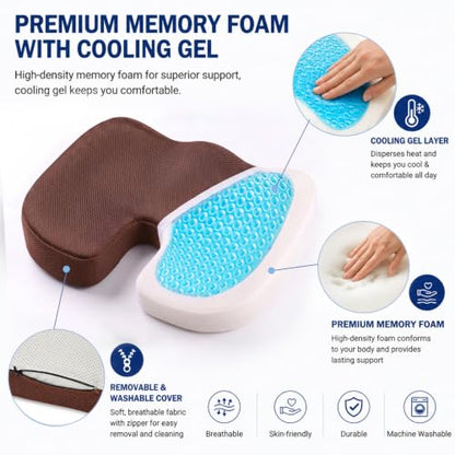 Cooling Ergonomic Memory Foam Seat Cushion, Breathable Mesh Cover, Coffee - color: Mesh Coffee