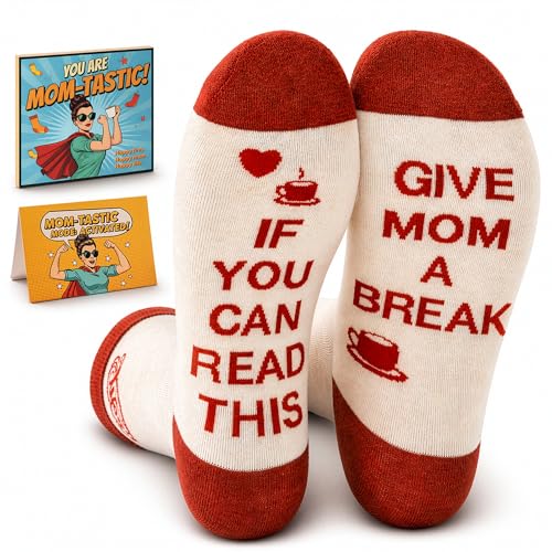 Funny Socks for Mom,Mom to be Gift with Box & Card,Size 6-12 - color: Wine Red Mom Scoks