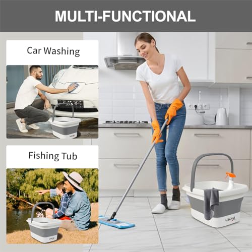2-Pack Collapsible Foot Bath Tubs with Handles,Portable Plastic Tubs - color: Grey 2pack, size: 2 pack