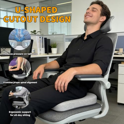 Coccyx & Tailbone Support Seat Cushion, Grey - color: Grey