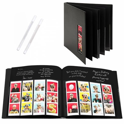 PBF (10 Pack) Photo Booth Album, Guest Book with 2x6 Clear Picture Inserts, Black Cover with Plastic Sleeves & Black Pages, Scrapbook Album for Photo Strips, Memory Book, Wedding, and Baby Showers - color: Black Cover/Black Pages, size: 10 pack