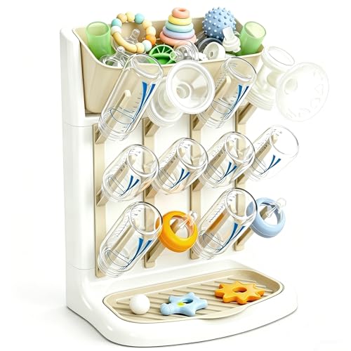 GoMaihe Baby Bottle Drying Rack: Space Saving Vertical Bottle Dryer Holder - color: Gray, size: Upgraded