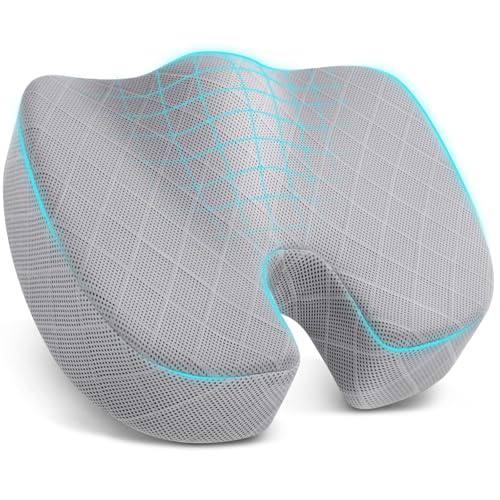 TushGuard Memory Foam Office Chair Seat Cushion - Light Grey, X-Large - color: Light Grey, size: X-Large