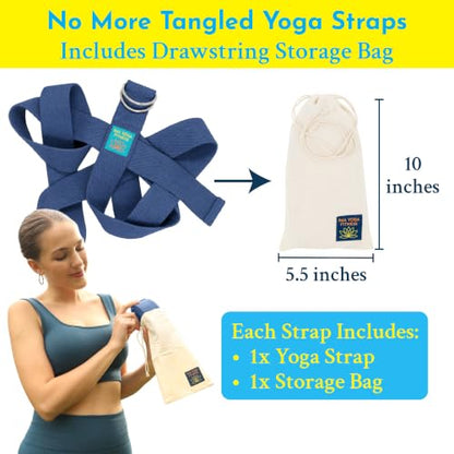 Extra-Wide 2 Inch Cotton Yoga Strap: Stretching, Physical Therapy, Exercise - color: Navy, size: 10 feet