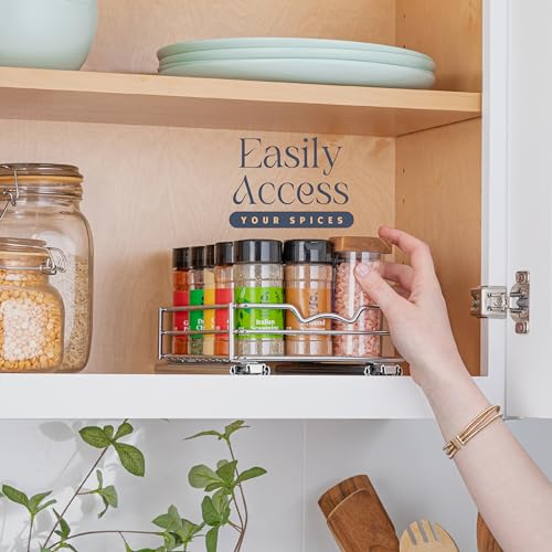 Pull Out Spice Rack for Cabinet, Spice Organizer 6-1/2"W x10-1/2"D x2-3/4”H - size: 6.5 Inch - Single