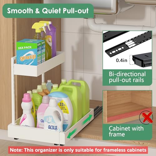 REALINN L-Shaped Under Sink Organizer with 6-Level Height Adjustment - color: White, size: 1 Pack