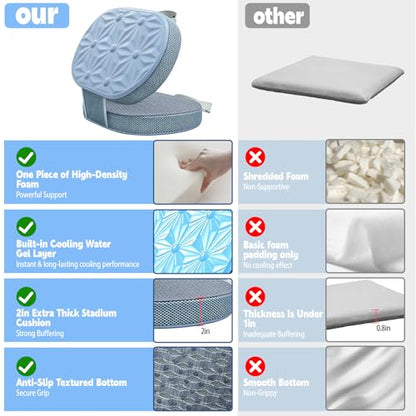 Foldable Cooling Gel Memory Foam Seat Cushion for Outdoor & Stadium Use - color: Gray Fabric