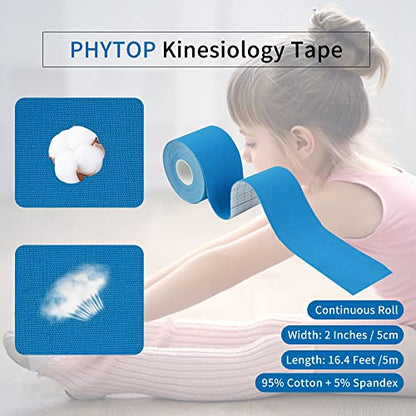 Physio Kinesiology Tape 2 Rolls Blue Uncut for Pain Relief & Recovery - color: Blue