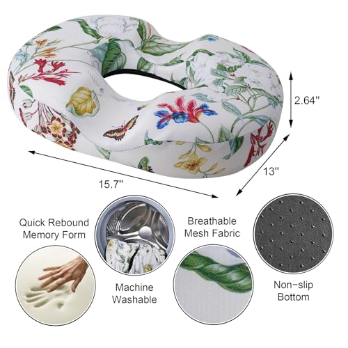 Donut Pillow for Hemorrhoids Seat Cushion for Tailbone Pain Relief - color: Flower