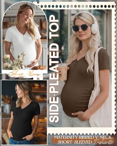 3 Pack Women's Maternity Shirts - color: Black, White, Coffee, size: Small