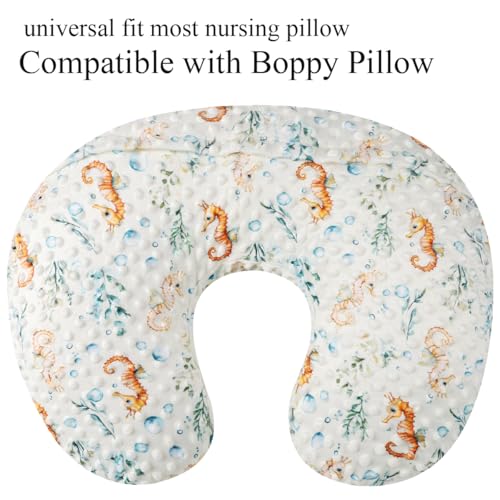 Dot Nursing Pillow Cover Set 2 Pack Compatible with Boppy Pillow - color: Blue & Seahorse