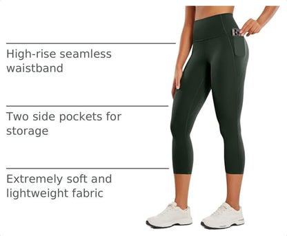 CRZ YOGA Butterluxe Capris Pockets 21" - color: Legend Green, size: Large