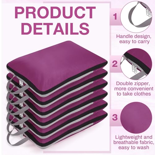 Hosuly 6 Pcs Compression Packing Cubes, 17.3 x 12.6'', Purple - color: Purple
