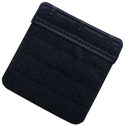 Women Pack of 3 Soft Comfortable 3 Hooks Bra Extender,2.4"x 2.3" - color: Black, 3/4 Inch Spacing