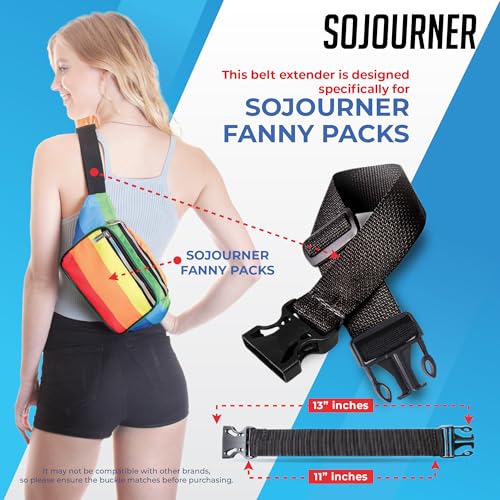 SoJourner Fanny Pack Extender Belt, Adjustable - color: Black Xtnd v2