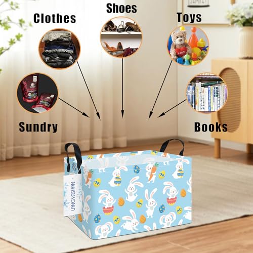 Rectangular Collapsible Rabbit Storage Basket Nursery Toy Organizer - color: Rec Blue Rabbit Easter Egg