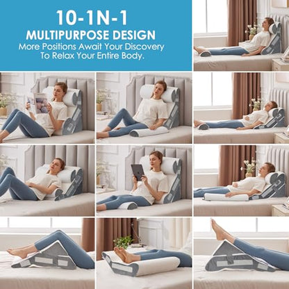 MEGCXIT Wedge Pillow Set for After Surgery, Bed Wedge, 4PCS, White/Grey - color: White/Grey, size: 4pcs