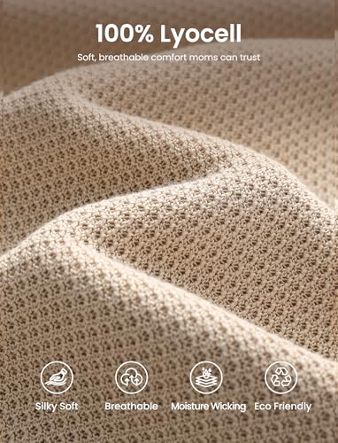 PATPAT Mesh Nursing Cover, Breathable Solid Knit Poncho, Beige - color: Beige