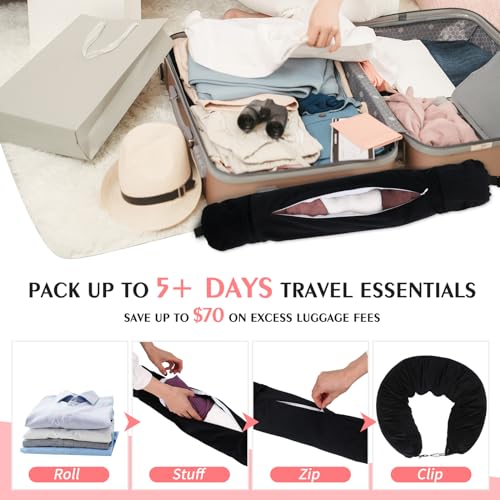Stuffable Neck Pillow for Travel, Packable Neck Pillow (Beige) - color: Beige