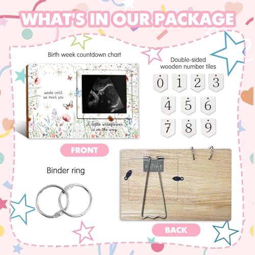 Wildflower Sonogram Picture Frame,Ultrasound Photo Frame Baby Countdown - size: wildflower