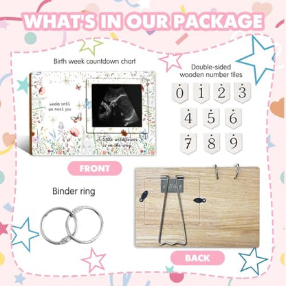 Wildflower Sonogram Picture Frame,Ultrasound Photo Frame Baby Countdown - size: wildflower