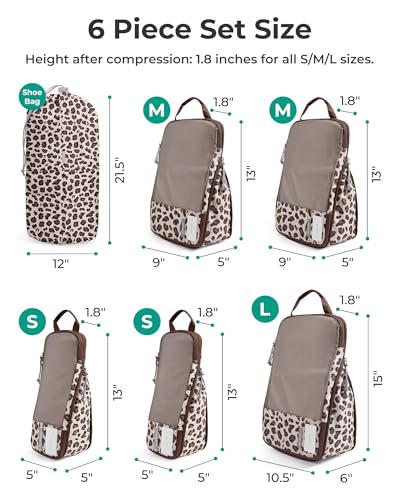 BAGSMART Compression Packing Cubes for Travel Essentials - color: Twilight Leopard, size: Set of 6