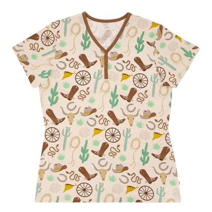 Little Sleepies Womens Pajamas, Short Sleeve, Soft Viscose from Bamboo PJs - color: Ready to Rodeo (Caramel), size: Small
