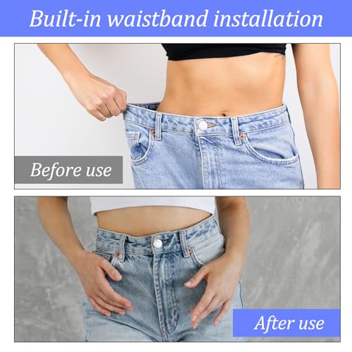 10pcs Adjustable Elastic Jean Waist Tightener Tool,Kids Pants Waist Extender Supplies,Maternity Pants Extender With 20 Buttons, Sewing Tool And Thread For Loose Jean Pant Button For Women Men