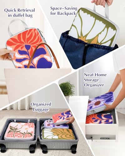Gonex 4-Piece Compression Packing Cubes, Expandable Travel Organizers - color: Flowers, size: 4 Set