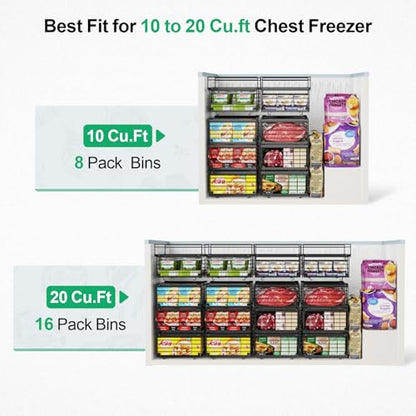 iSPECLE Freezer Organizer Bins - Adjustable Fits Chest Freezers 10-20 Cu Ft - style: 4-Pack Black