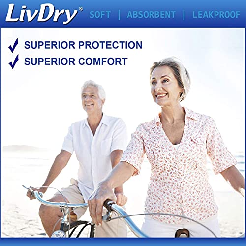 LivDry Adult Incontinence Underwear, Extra Absorbency with Overnight Comfort Bundle - Medium, Bag