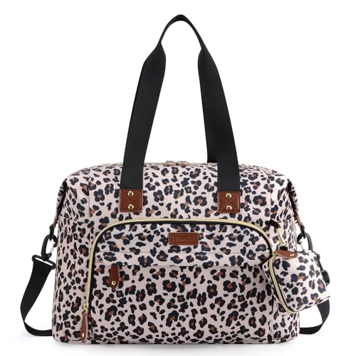 Tuwubi Diaper Bag Tote,Baby Diaper Bag with Pacifier Case - color: Leopard Print, size: Medium