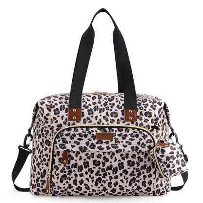 Tuwubi Diaper Bag Tote,Baby Diaper Bag with Pacifier Case - color: Leopard Print, size: Large