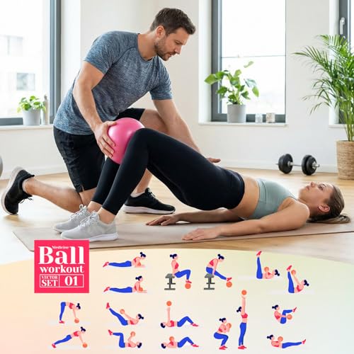 4 Pcs Small Pilates Ball Bulk 9 Inch Mini Yoga Ball - color: Solid Pink