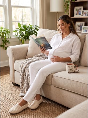 BLENCOT Womens Maternity Jeans Elastic Waist Stretch Pregnancy Denim Pants - color: White, size: Medium