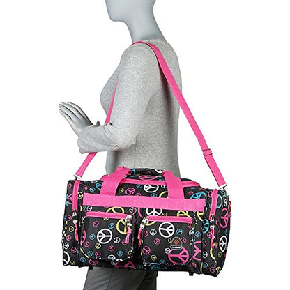 Rockland 19" Polyester Duffel Bag, Pink Giraffe - color: Pink Giraffe, size: 19"
