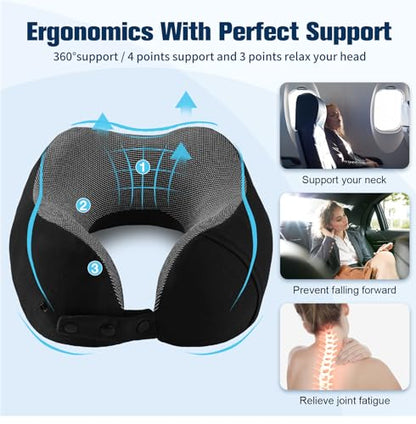 Cirorld Neck Pillow for Traveling, Travel Pillows for Airplanes Pure Black - color: Pure Black