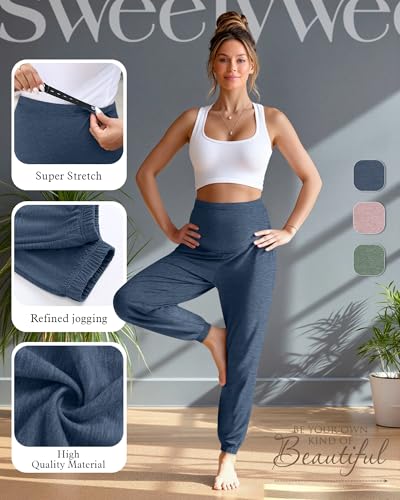 3 Pack Women's Maternity Jogger Pregnancy Sweatpants - color: Gray Blue, Light Pink, Light Green, size: Medium
