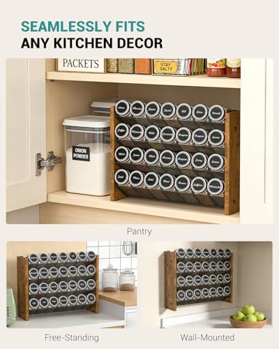 Spice Rack Organizer with 28 Glass Jars, for Cabinet Wall Mount Countertop - size: With 28 Jars, 14"W × 9.4"H