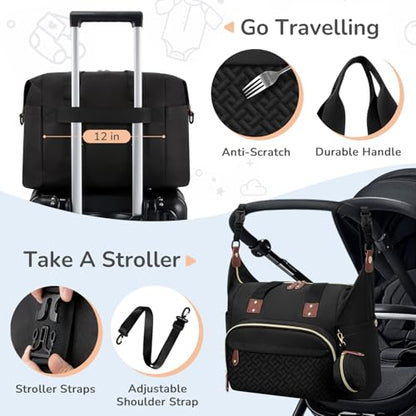Tenot Diaper Bag Tote, Baby Diaper Bag with Pacifier Case Black - color: Black, size: Large