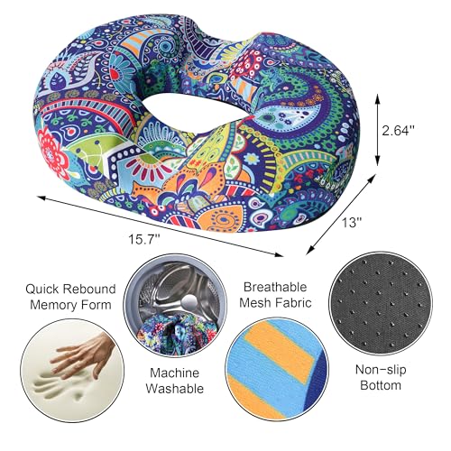 Donut Pillow Seat Cushion for Tailbone Pain Relief Hemorrhoids - color: Paisleypattern