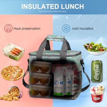 IKNOE 24-Can Insulated Cooler Bag, Leak-Resistant Lunch Tote Daisy - color: Daisy, size: Large