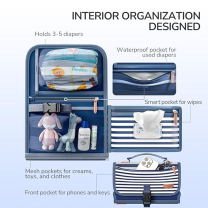 Alatino Portable Diaper Changing Pad, Wipe Clean, Large 25x22,Navy Blue - color: Navy Blue
