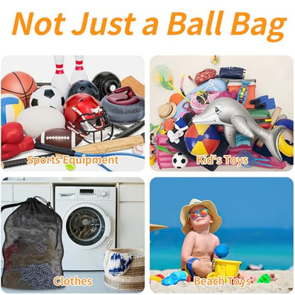Extra Large Mesh Ball Bag, Heavy Duty 40"x30" Hold 10-12 Soccer Basketball - style: No Pocket