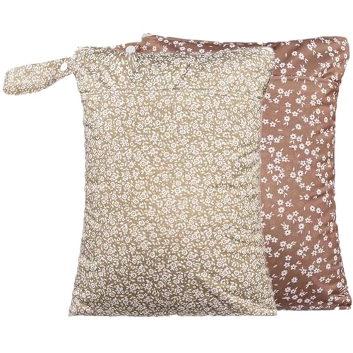 Waterproof Wet Dry Bags with Two Zippered Pockets and Handle - color: Floral