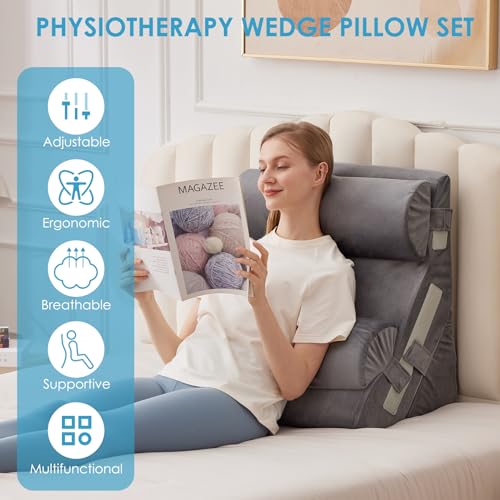MEGCXIT Wedge Pillow Set for After Surgery, Bed Wedge, 4PCS, Grey - color: Grey, size: 4pcs