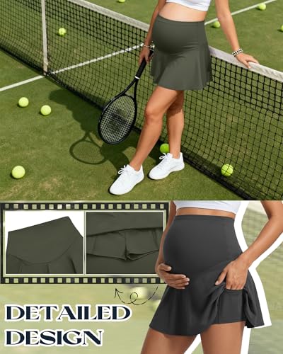 3 Pack Maternity Skirts Tennis Skorts - color: Olive, Gray, Black, size: Small